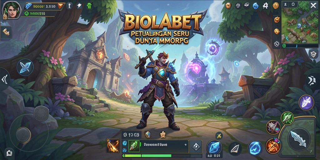 Tampilan gameplay seru dalam dunia MMORPG BIOLABET yang luas.