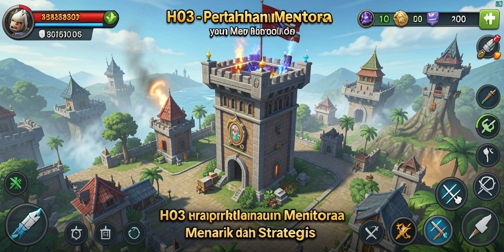 Gameplay Tower Defense yang strategis dan mendebarkan di H03.