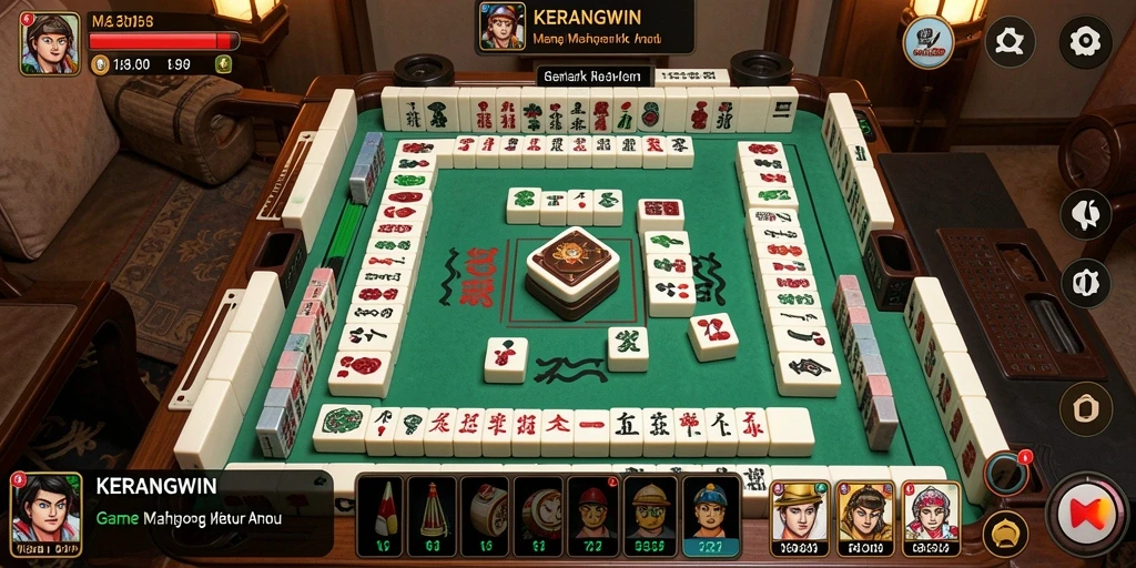Tampilan gameplay KERANGWIN dengan elemen Mahjong yang seru.