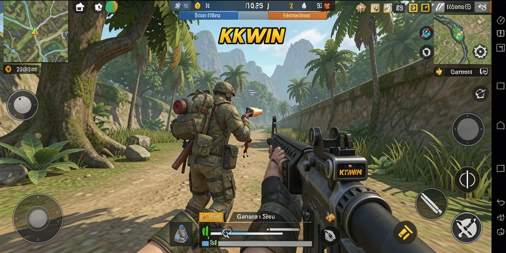 Tampilan gameplay seru dari KKWIN dalam mode TPS.