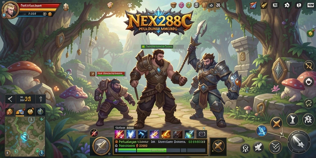 Screenshot gameplay NEX288 dengan aksi petualangan seru dalam MMORPG.