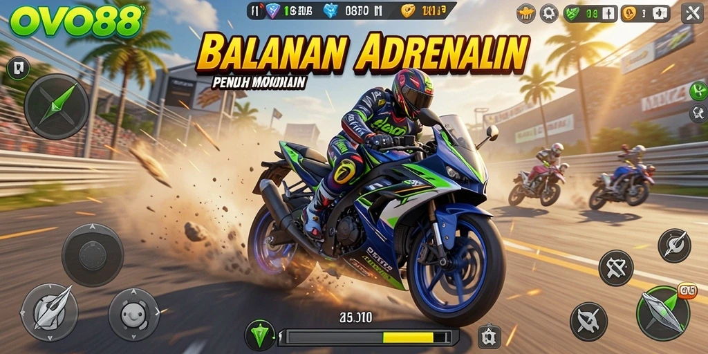 Gameplay seru balapan motor OVO88 yang mendebarkan.