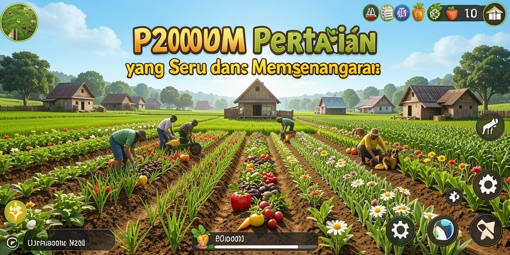 Screenshot dari gameplay <strong>P200M</strong> yang menampilkan aktivitas pertanian yang aktif.