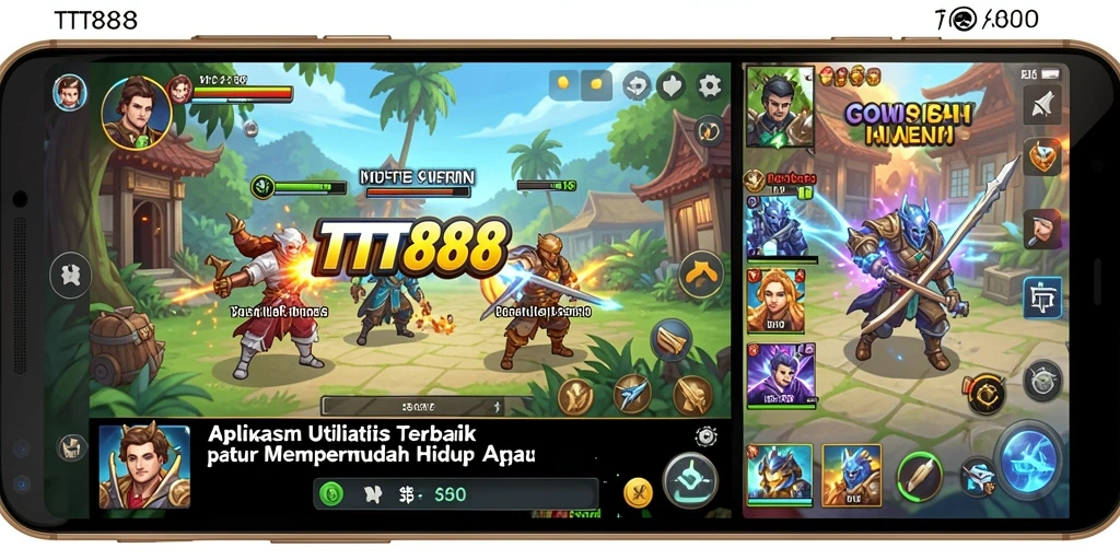 Screenshot utama TTT888 yang menampilkan antarmuka aplikasi utilitas yang ramah pengguna.