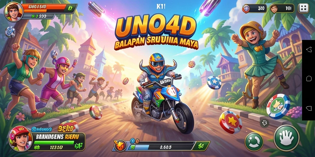 Tampilan seru gameplay balapan dengan mobil yang melaju kencang.