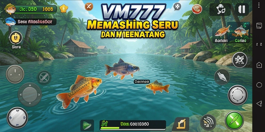 Screenshot utama menunjukkan gameplay memancing yang mendebarkan.
